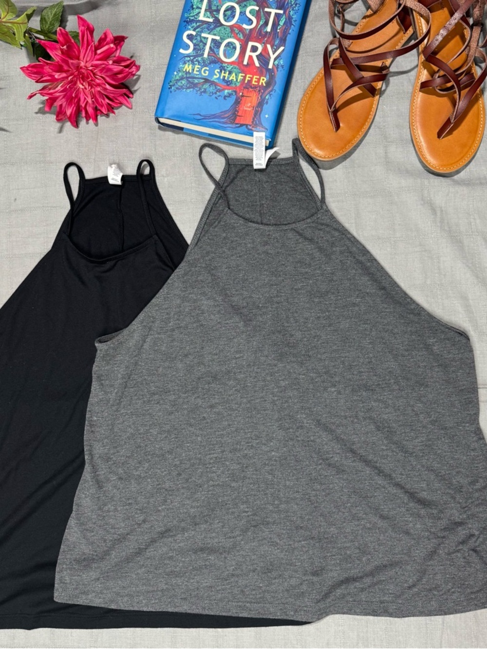 Bella Canvas Tank Top Bundle 2-Pack High Neck Sleeveless Black Gray